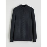 Lc Waikiki Yeni Sezon Fermuarlı Dik Yaka Erkek Triko Kazak - Antrasit - 2XL
