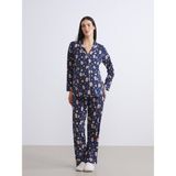 Lc Waikiki Yeni Sezon Gömlek Yaka Baskılı Hamile Pijama Takımı - Lacivert - XL