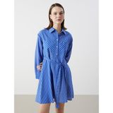 Lc Waikiki Yeni Sezon Gömlek Yaka Çizgili Poplin Elbise - 38 - Beyaz