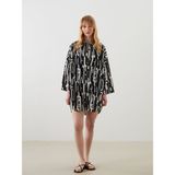 Lc Waikiki Yeni Sezon Gömlek Yaka Desenli Kadın Plaj Elbisesi - 40 - Siyah