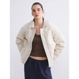 Lc Waikiki Yeni Sezon Gömlek Yaka Kadın Pelüş Mont - Ekru - 38