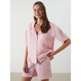 Lc Waikiki Yeni Sezon Gömlek Yaka Müslin Kadın Şortlu Pijama Takımı - Pembe