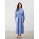 Lc Waikiki Yeni Sezon Hakim Yaka Çizgili Poplin Gömlek Elbise - 36 - Mavi