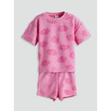 Lc Waikiki Yeni Sezon Kabartma Baskılı Kız Bebek Bluz ve Şort 2'li - Pembe - 3 - 6 Ay