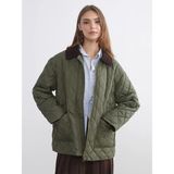 Lc Waikiki Yeni Sezon Kadife Gömlek Yaka Oversize Kadın Şişme Mont - Haki - 42
