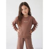 Lc Waikiki Yeni Sezon Kalp ve Yazı Baskılı Kız Çocuk Soft Touch Sweatshirt - Kahverengi - 1 - 2 Yaş
