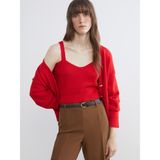 Lc Waikiki Yeni Sezon Kalp Yaka Kadın Triko Crop - Kırmızı - XL