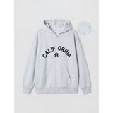 Lc Waikiki Yeni Sezon Kapüşonlu Baskılı Kız Çocuk Fermuarlı Sweatshirt - Gri Melanj - 10 - 12 Yaş