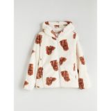 Lc Waikiki Yeni Sezon Kapüşonlu Fermuarlı Kız Çocuk Sweatshirt - Bej - 8 - 9 Yaş