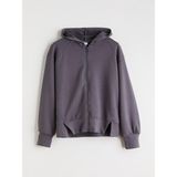 Lc Waikiki Yeni Sezon Kapüşonlu Kız Çocuk Fermuarlı Sweatshirt - Antrasit - 10 - 11 Yaş