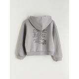 Lc Waikiki Yeni Sezon Kapüşonlu Kız Çocuk Fermuarlı Sweatshirt - Gri - 7 - 8 Yaş