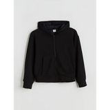 Lc Waikiki Yeni Sezon Kapüşonlu Kız Çocuk Fermuarlı Sweatshirt - Siyah - 9 - 10 Yaş