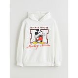 Lc Waikiki Yeni Sezon Kapüşonlu Mickey Mouse Baskılı Kız Çocuk Sweatshirt - Ekru - 7 - 8 Yaş