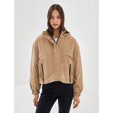 Lc Waikiki Yeni Sezon Kapüşonlu Oversize Kadın Şişme Mont - Bej - 34