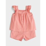 Lc Waikiki Yeni Sezon Kare Yaka Basic Kız Bebek Bluz ve Şort 2'li - Pembe - 9 - 12 Ay