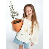 Lc Waikiki Yeni Sezon Kare Yaka Çiçek Nakışlı Kız Bebek Bluz - Ekru - 3 - 4 Yaş
