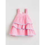 Lc Waikiki Yeni Sezon Kare Yaka Ekose Katkat Kız Çocuk Elbise - Pembe - 9 - 12 Ay