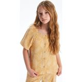 Lc Waikiki Yeni Sezon Kare Yaka Keten Karışımlı Kız Çocuk Bluz - Bej - 10 - 11 Yaş