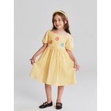 Lc Waikiki Yeni Sezon Kare Yaka Kısa Kollu Ekose Desenli Kız Bebek Elbise - 1 - 2 Yaş - Turuncu