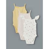 Lc Waikiki Yeni Sezon Kare Yaka Kız Bebek Çıtçıtlı Bodysuit 3'lü - Ekru - 3 - 6 Ay