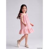 Lc Waikiki Yeni Sezon Kare Yaka Nakışlı Kız Çocuk Müslin Elbise - Pembe - 3 - 4 Yaş