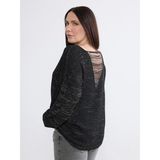 Lc Waikiki Yeni Sezon Kayık Yaka Kadın Triko Kazak - Siyah - 5XL
