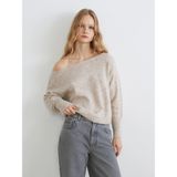 Lc Waikiki Yeni Sezon Kayık Yaka Oversize Kadın Triko Kazak - Bej