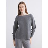 Lc Waikiki Yeni Sezon Kayık Yaka Oversize Kadın Triko Kazak - Gri - XL
