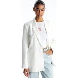 Lc Waikiki Yeni Sezon Keten Karışımlı Kadın Blazer Ceket - Beyaz