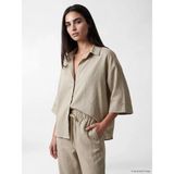 Lc Waikiki Yeni Sezon Keten Karışımlı Oversize Kadın Gömlek - 3XL - Bej