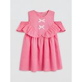 Lc Waikiki Yeni Sezon Kız Çocuk Fiyonklu Elbise - Orta Pembe - 3 - 4 Yaş