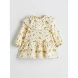 Lc Waikiki Yeni Sezon Kolu Lastikli Çiçekli Kız Bebek Elbise - Ekru - 3 - 4 Yaş