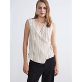 Lc Waikiki Yeni Sezon Kruvaze Yaka Çizgili Bluz - Ekru - XL