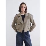 Lc Waikiki Yeni Sezon Kruvaze Yaka Crop Kadın Trençkot - Haki - XL
