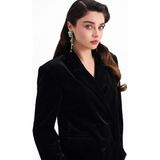 Lc Waikiki Yeni Sezon Kruvaze Yaka Kadın Kadife Blazer Ceket - 42 - Siyah