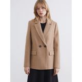 Lc Waikiki Yeni Sezon Kruvaze Yaka Kadın Kaşe Blazer Ceket - 2XL - Bej