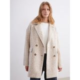 Lc Waikiki Yeni Sezon Kruvaze Yaka Oversize Kadın Kaşe Kaban - 34 - Bej