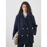 Lc Waikiki Yeni Sezon Kruvaze Yaka Oversize Kadın Kaşe Kaban - 42 - Lacivert