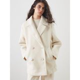 Lc Waikiki Yeni Sezon Kruvaze Yaka Oversize Kadın Kaşe Kaban - 44 - Ekru