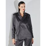 Lc Waikiki Yeni Sezon Kruvaze Yaka Saten Kadın Blazer Ceket - 34 - Antrasit