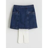 Lc Waikiki Yeni Sezon Külotlu Çoraplı Kız Çocuk Jean Etek - Indigo - 2 - 3 Yaş