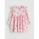 Lc Waikiki Yeni Sezon Kurdele Baskılı Fırfırlı Kız Çocuk Elbise - Pembe - 1 - 2 Yaş