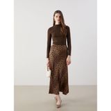 Lc Waikiki Yeni Sezon Leopar Desenli Saten Kadın Etek - Kahverengi - 38