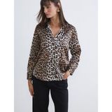 Lc Waikiki Yeni Sezon Leopar Desenli Saten Kadın Gömlek - 3XL - Siyah