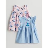 Lc Waikiki Yeni Sezon Lilo & Stitch Baskılı Kız Bebek Elbise 2'li - 6 - 9 Ay - Mavi