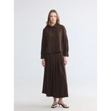 Lc Waikiki Yeni Sezon Loose Fit Pileli Kadın Gömlek - 44 - Kahverengi