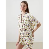 Lc Waikiki Yeni Sezon Mickey Mouse Desenli Kadın Şortlu Pijama Takımı - Ekru - XS