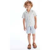 Lc Waikiki Yeni Sezon Müslin Çizgili Erkek Çocuk Şort - Bej - 5 - 6 Yaş