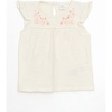 Lc Waikiki Yeni Sezon Nakışlı Kolu Fırfırlı Kız Bebek Bluz - Ekru - 3 - 6 Ay