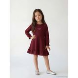 Lc Waikiki Yeni Sezon Nakışlı Uzun Kollu Kız Çocuk Elbise - Bordo - 6 - 7 Yaş